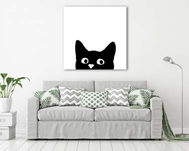Kíváncsi fekete cica (vászonkép) - vászonkép, falikép otthonra és irodába