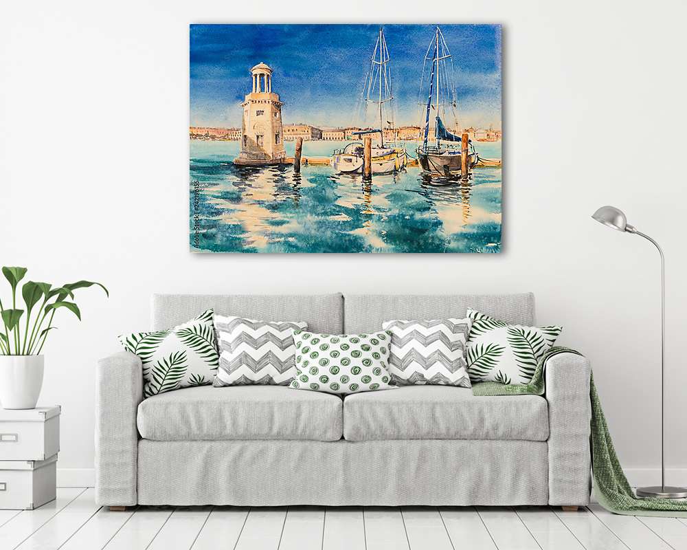 Kikötő St. Giorgio Maggiore Abbey, Velence - vászonkép, falikép vásárlás Kikötő St. Giorgio Maggiore Abbey, Velence (vászonkép) - vászonkép, falikép otthonra és irodába