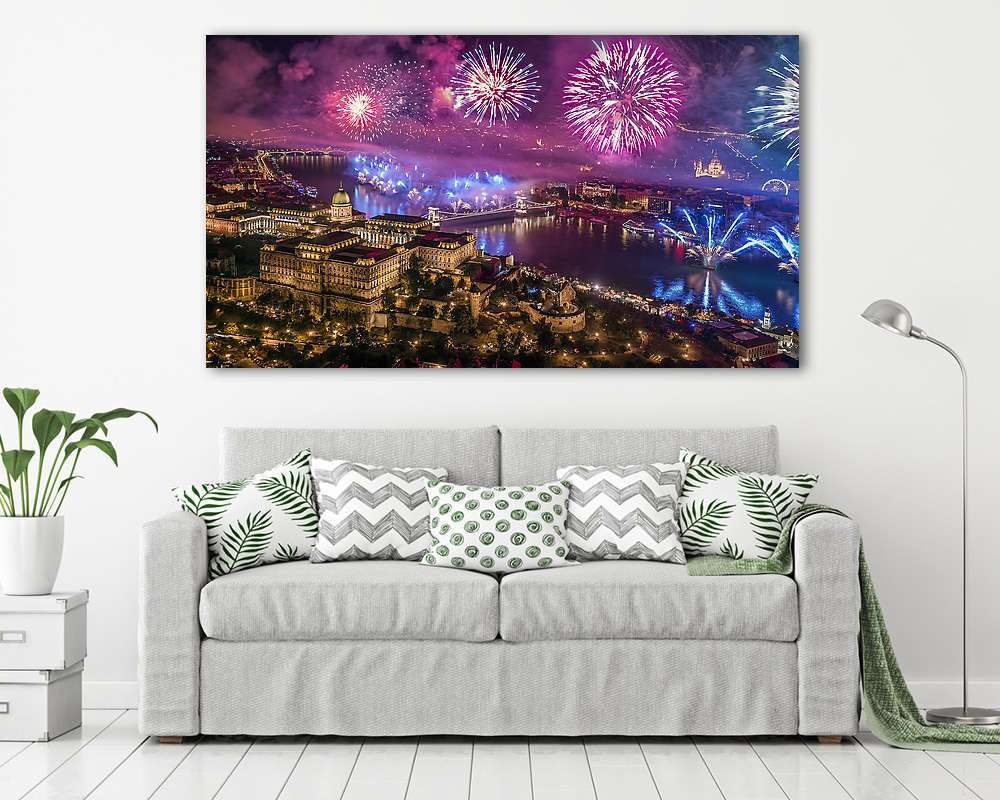 Tüzijáték Budapesten légifotó (6) (vászonkép) - vászonkép, falikép otthonra és irodába