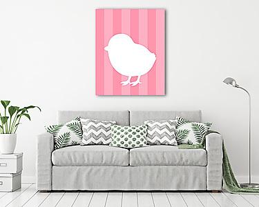 DIY - Húsvéti kiscsibe, rózsaszín csíkos háttérrel (vászonkép) - vászonkép, falikép otthonra és irodába