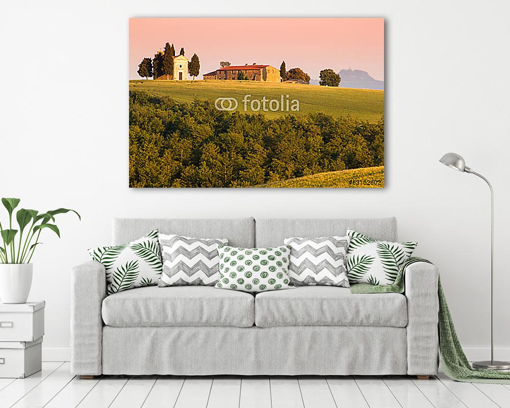 Toszkána, kápolna és táj - vászonkép, falikép vásárlás Toszkána, kápolna és táj (vászonkép) - vászonkép, falikép otthonra és irodába