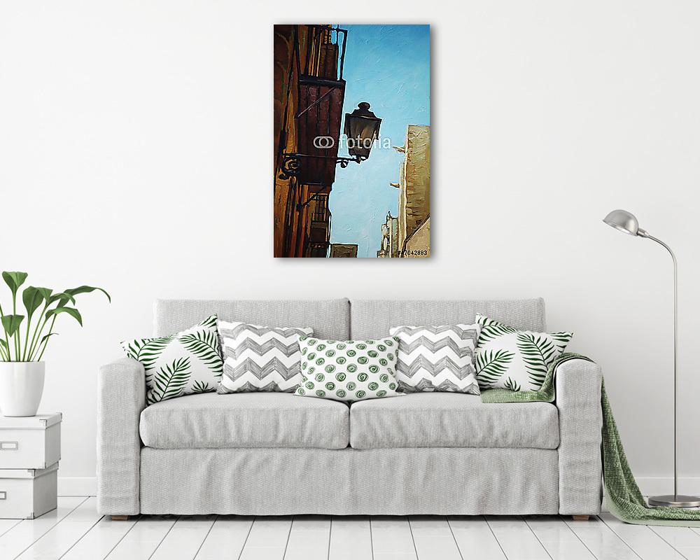 ősi lámpa a gótikus negyedben barcelonában, illusztráció, pa - vászonkép, falikép vásárlás ősi lámpa a gótikus negyedben barcelonában, illusztráció, pa (vászonkép) - vászonkép, falikép otthonra és irodába