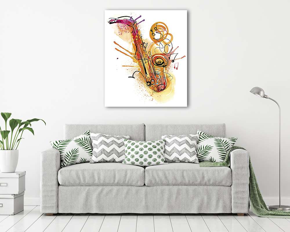 Akvarell Sax (keretezett kép) - vászonkép, falikép otthonra és irodába