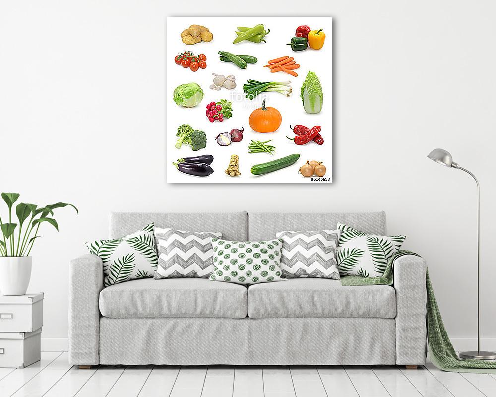 zöldséggyűjtemény fehér alapon (fotótapéta) - vászonkép, falikép otthonra és irodába