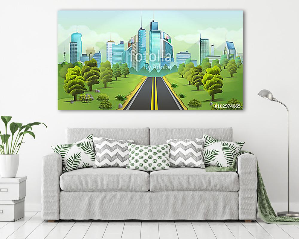 Város és természet, vektor táj - vászonkép, falikép vásárlás Város és természet, vektor táj (vászonkép) - vászonkép, falikép otthonra és irodába
