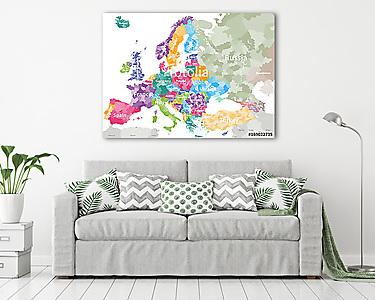 Európa részletes, részletes színes politikai térképe az országok (vászonkép) - vászonkép, falikép otthonra és irodába