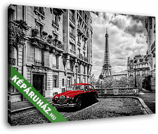 Piros autó Párizsban - vászonkép 3D látványterv