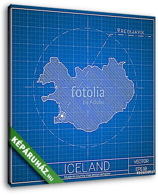 Izland térképe - vászonkép 3D látványterv