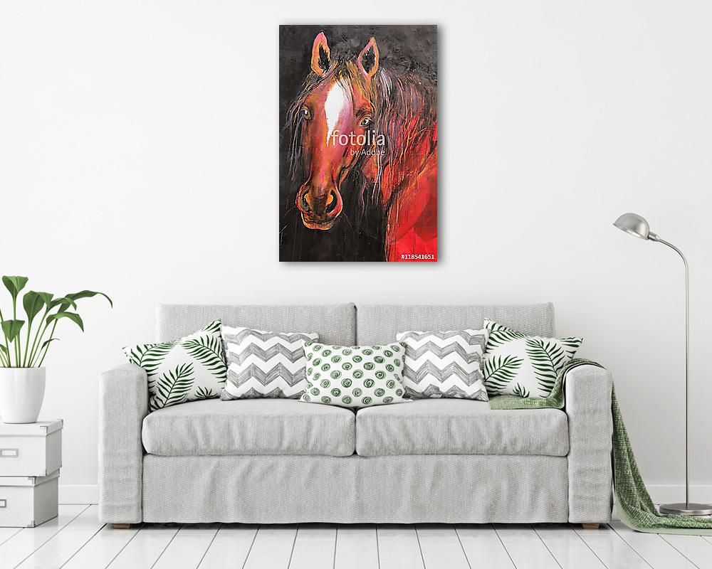 Piros lófej festmény (többrészes kép) - vászonkép, falikép otthonra és irodába