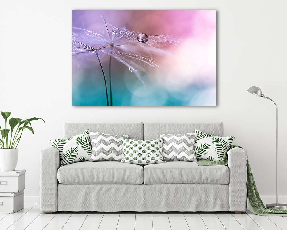 Water drop on a dandelion , colorful background with bokeh. beau - vászonkép, falikép vásárlás Water drop on a dandelion , colorful background with bokeh. beau (poszter) - vászonkép, falikép otthonra és irodába