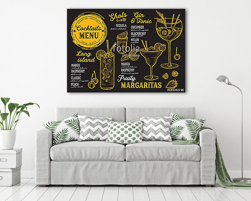 Cocktail bar menu. Vector drinks flyer for restaurant and cafe.  - vászonkép, falikép vásárlás Cocktail bar menu. Vector drinks flyer for restaurant and cafe.  (vászonkép) - vászonkép, falikép otthonra és irodába