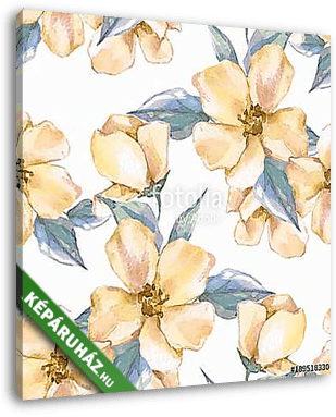 Floral seamless pattern. Watercolor background with yellow flowe - vászonkép 3D látványterv