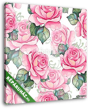 Hand drawn watercolor floral seamless pattern. Vintage flowers 1 - vászonkép 3D látványterv