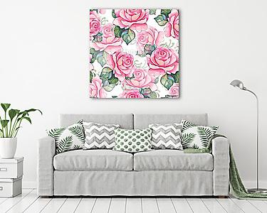 Hand drawn watercolor floral seamless pattern. Vintage flowers 1 (vászonkép) - vászonkép, falikép otthonra és irodába