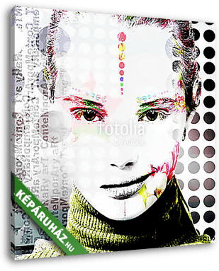 Poster with a portrait of a pretty girl in a modern style of pop art.. - vászonkép 3D látványterv