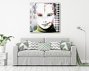 Poster with a portrait of a pretty girl in a modern style of pop art.. (vászonkép) - vászonkép, falikép otthonra és irodába