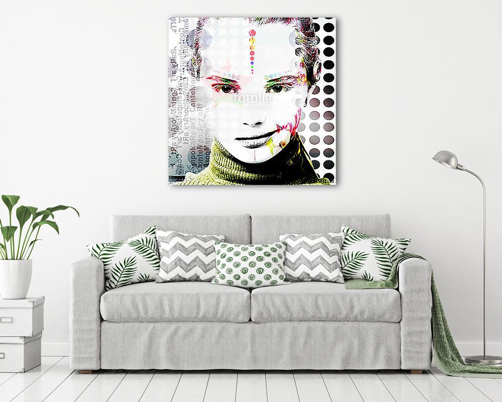 Poster with a portrait of a pretty girl in a modern style of pop art.. (többrészes kép) - vászonkép, falikép otthonra és irodába