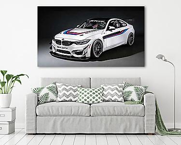 BMW M4 GT4 White (vászonkép) - vászonkép, falikép otthonra és irodába
