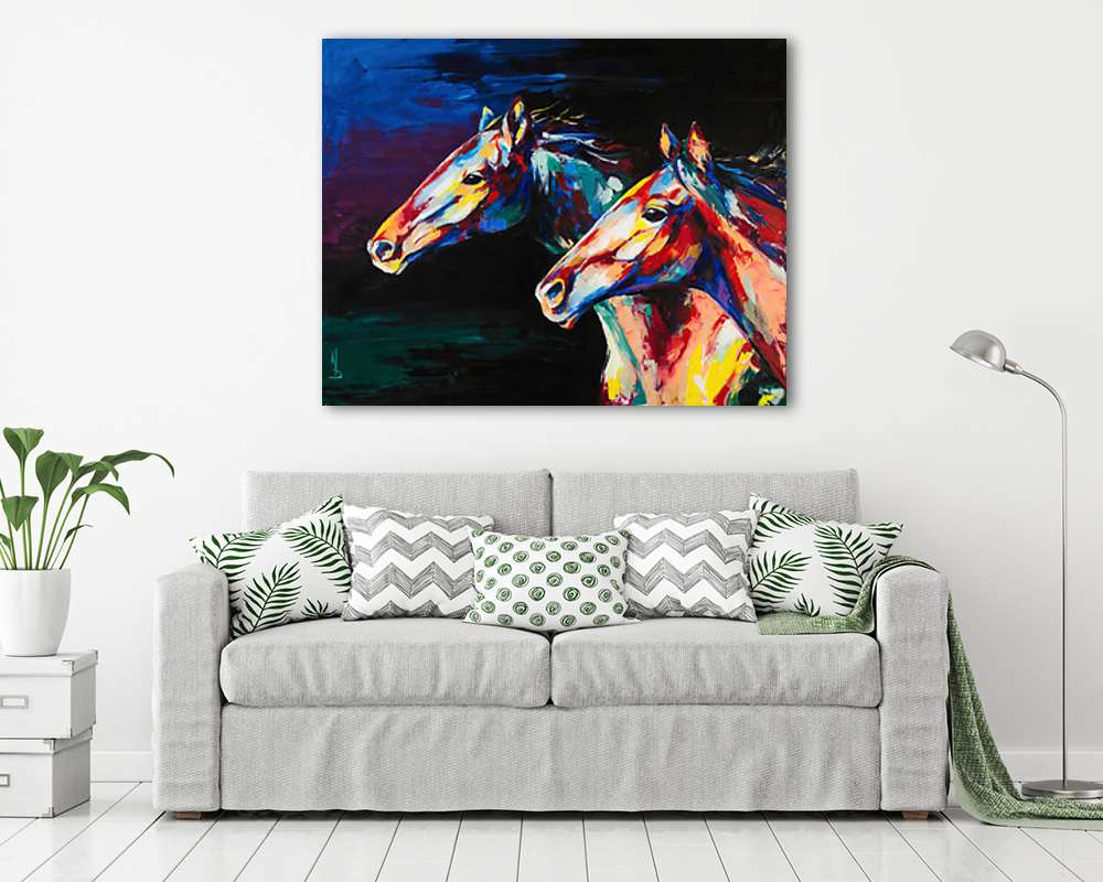 Két ló portréja - vászonkép, falikép vásárlás Két ló portréja (fotótapéta) - vászonkép, falikép otthonra és irodába