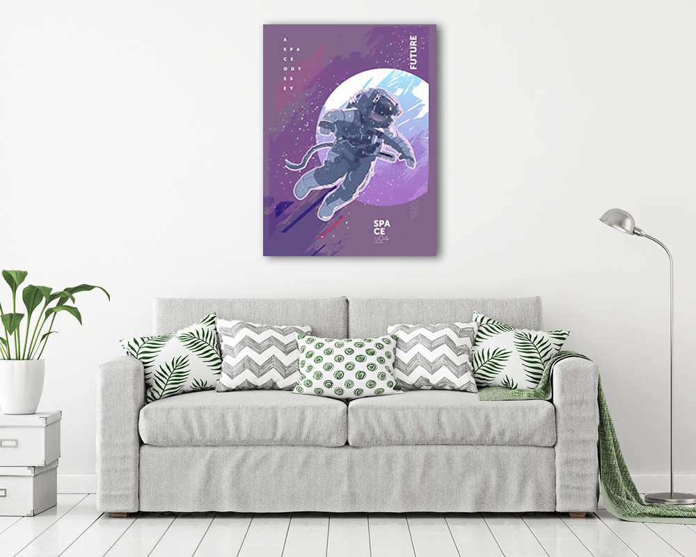 Asztronauta bolygóval a háttérben (keretezett kép) - vászonkép, falikép otthonra és irodába