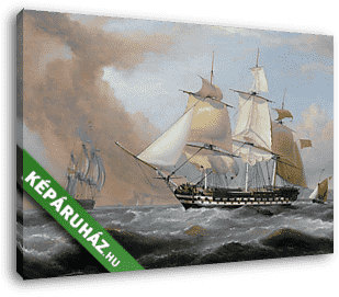 A Kelet-indiai Társaság hajója Dover fehér szikláival a háttérben - vászonkép 3D látványterv
