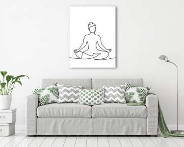 Meditáló női alak (vonalrajz, line art) (vászonkép) - vászonkép, falikép otthonra és irodába