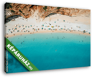 Görög tengerpart napozó emberekkel 1. - vászonkép 3D látványterv