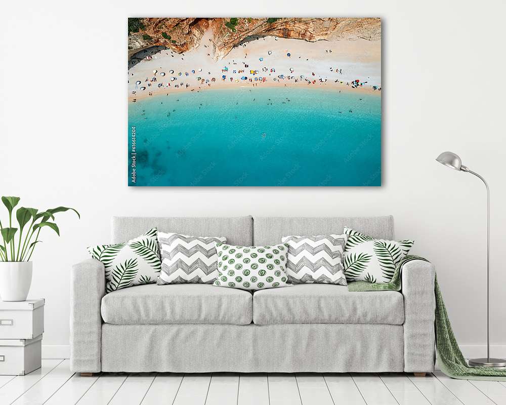 Görög tengerpart napozó emberekkel 1. (fotótapéta) - vászonkép, falikép otthonra és irodába