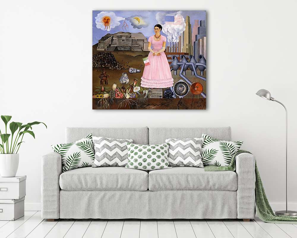 Önarckép Mexikó és az Egyesült Államok határvonalánál (többrészes kép) - vászonkép, falikép otthonra és irodába