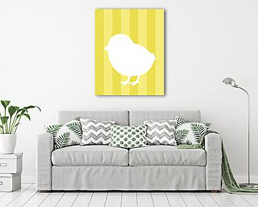 DIY - Húsvéti kiscsibe, sárga csíkos háttérrel (vászonkép) - vászonkép, falikép otthonra és irodába