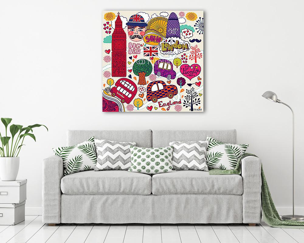vektoros készlet londoni szimbólumok (vászonkép) - vászonkép, falikép otthonra és irodába