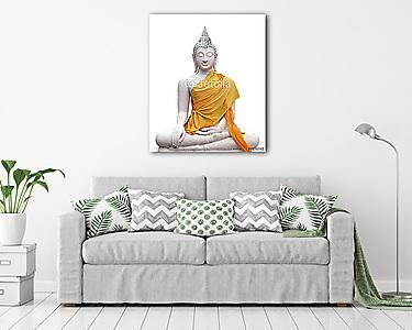 Buddha szobor fehér alapon (vászonkép) - vászonkép, falikép otthonra és irodába