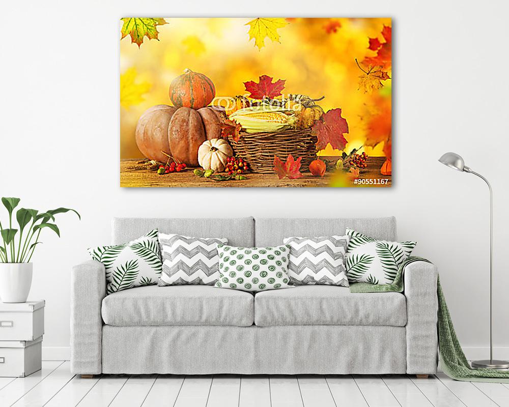 Őszi háttér sütőtök, közelről. - vászonkép, falikép vásárlás Őszi háttér sütőtök, közelről. (vászonkép) - vászonkép, falikép otthonra és irodába
