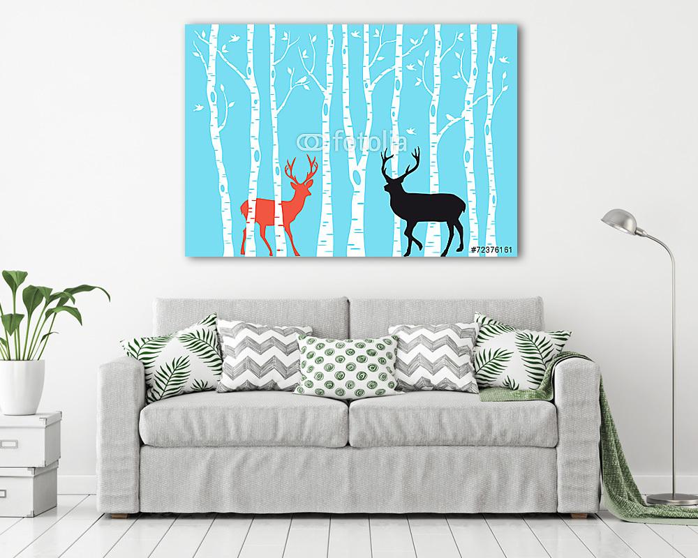 Rénszarvas karácsonyi kártya, vektor - vászonkép, falikép vásárlás Rénszarvas karácsonyi kártya, vektor (vászonkép) - vászonkép, falikép otthonra és irodába