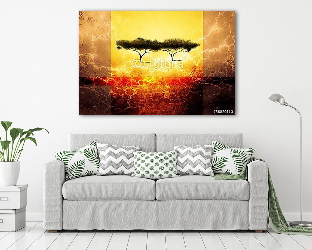 afro motívum etnikai retro vintage (keretezett kép) - vászonkép, falikép otthonra és irodába