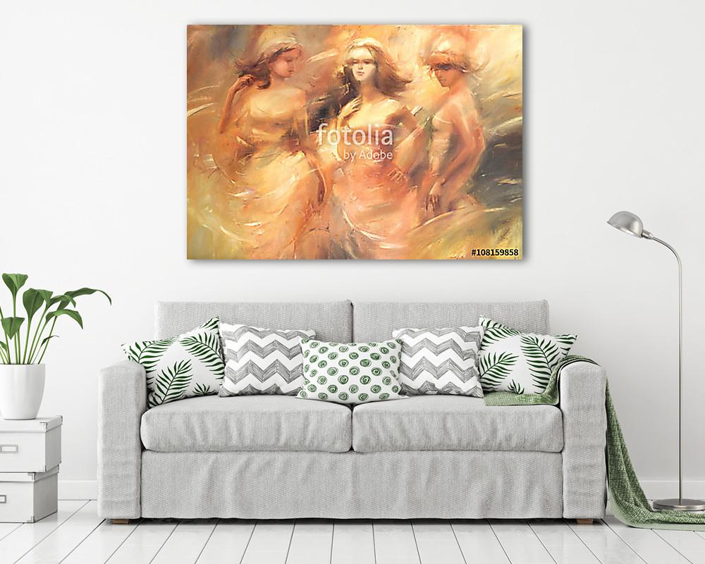 Női alakok kézzel készített festmény - vászonkép, falikép vásárlás Női alakok kézzel készített festmény (keretezett kép) - vászonkép, falikép otthonra és irodába