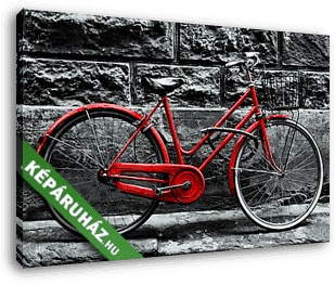 Retro  piros kerékpár - vászonkép 3D látványterv