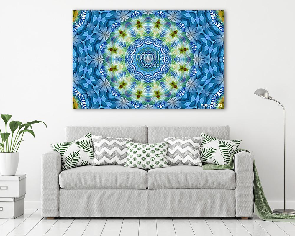 Blue meditation mandala (vászonkép) - vászonkép, falikép otthonra és irodába