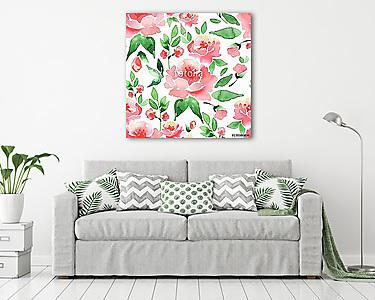 Floral seamless pattern 1. Watercolor background with flowers an (vászonkép) - vászonkép, falikép otthonra és irodába