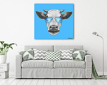 Portrait of Cow. Hand drawn illustration.  (vászonkép) - vászonkép, falikép otthonra és irodába