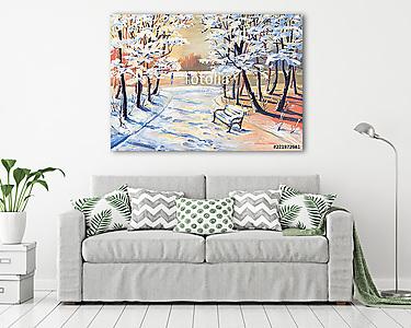 Téli táj havas fák (vászonkép) - vászonkép, falikép otthonra és irodába