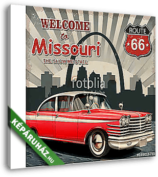 Welcome to Missouri retro poster - vászonkép 3D látványterv