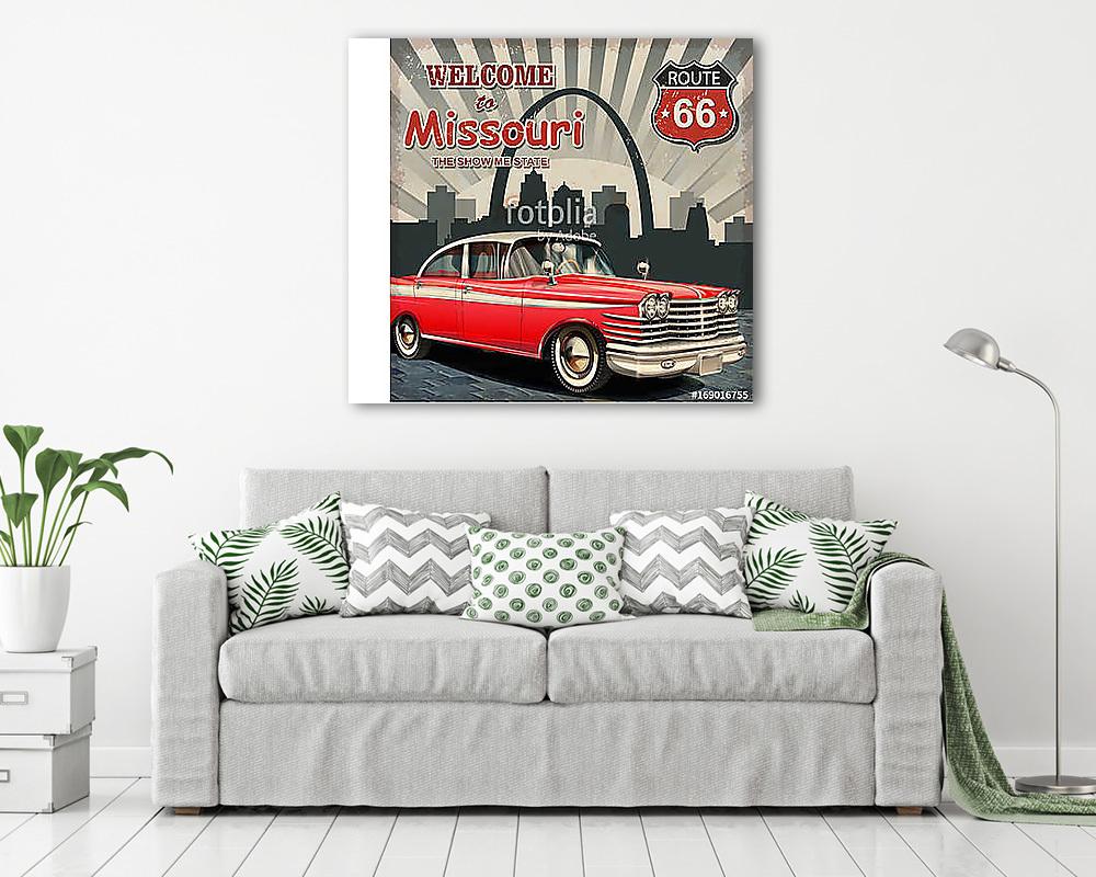 Welcome to Missouri retro poster - vászonkép, falikép vásárlás Welcome to Missouri retro poster (vászonkép) - vászonkép, falikép otthonra és irodába