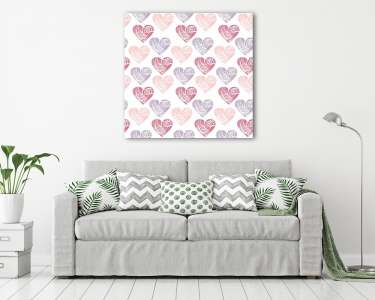 Rózsaszín és lila szíves tapétaminta  (vászonkép) - vászonkép, falikép otthonra és irodába