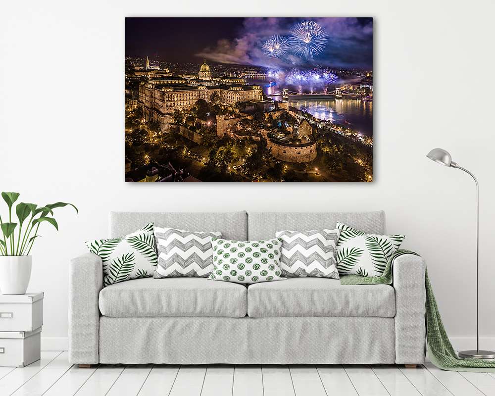Tüzijáték Budapesten a Budai-várral (8) - vászonkép, falikép vásárlás Tüzijáték Budapesten a Budai-várral (8) (vászonkép) - vászonkép, falikép otthonra és irodába
