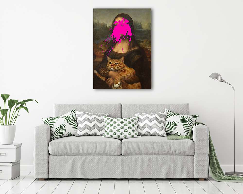 Mona lisa macskával, pink festékkel (Barokk & Graffiti) - vászonkép, falikép vásárlás Mona lisa macskával, pink festékkel (Barokk & Graffiti) (vászonkép) - vászonkép, falikép otthonra és irodába