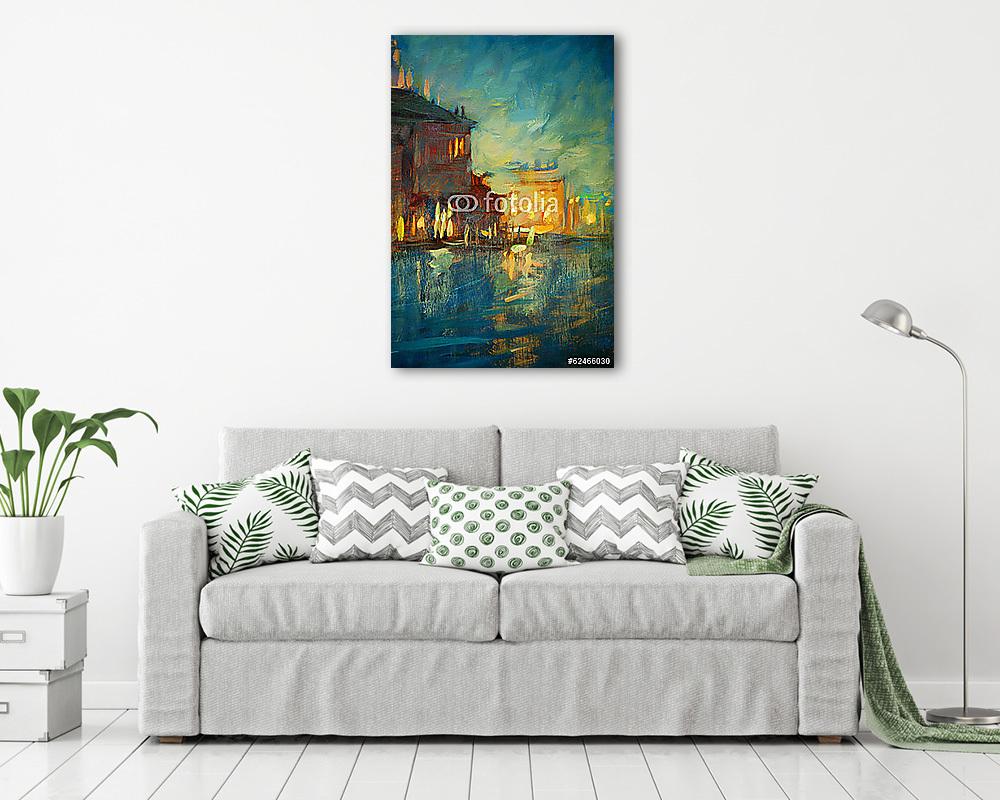 Éjszakai Velence (olajfestmény reprodukció) (keretezett kép) - vászonkép, falikép otthonra és irodába