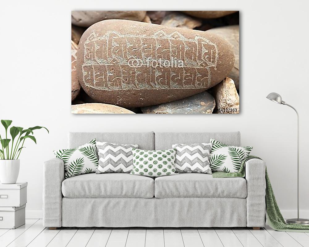 Mani fal és kövek buddhista szimbólumokkal - vászonkép, falikép vásárlás Mani fal és kövek buddhista szimbólumokkal (vászonkép) - vászonkép, falikép otthonra és irodába