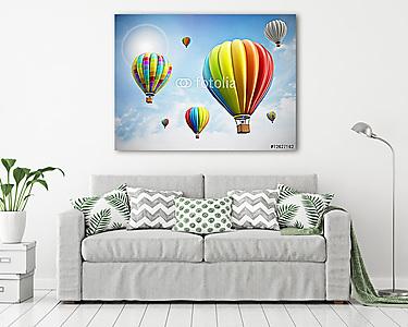 Színes hőlégballonok az égen (vászonkép) - vászonkép, falikép otthonra és irodába