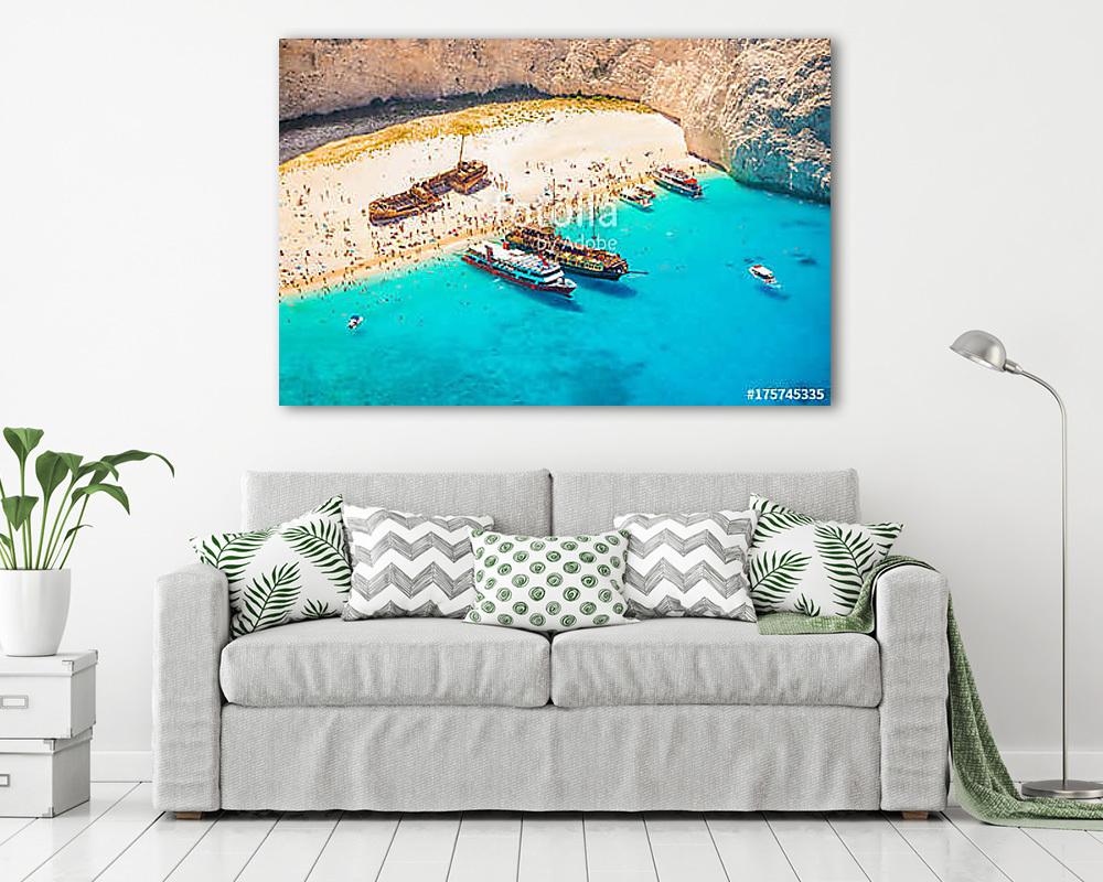 Hajótörő strand a görögországi Zakynthos-szigeten  (vászonkép) - vászonkép, falikép otthonra és irodába